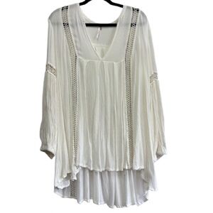 Free People White Boho Crochet Tunic Top Women’s Small